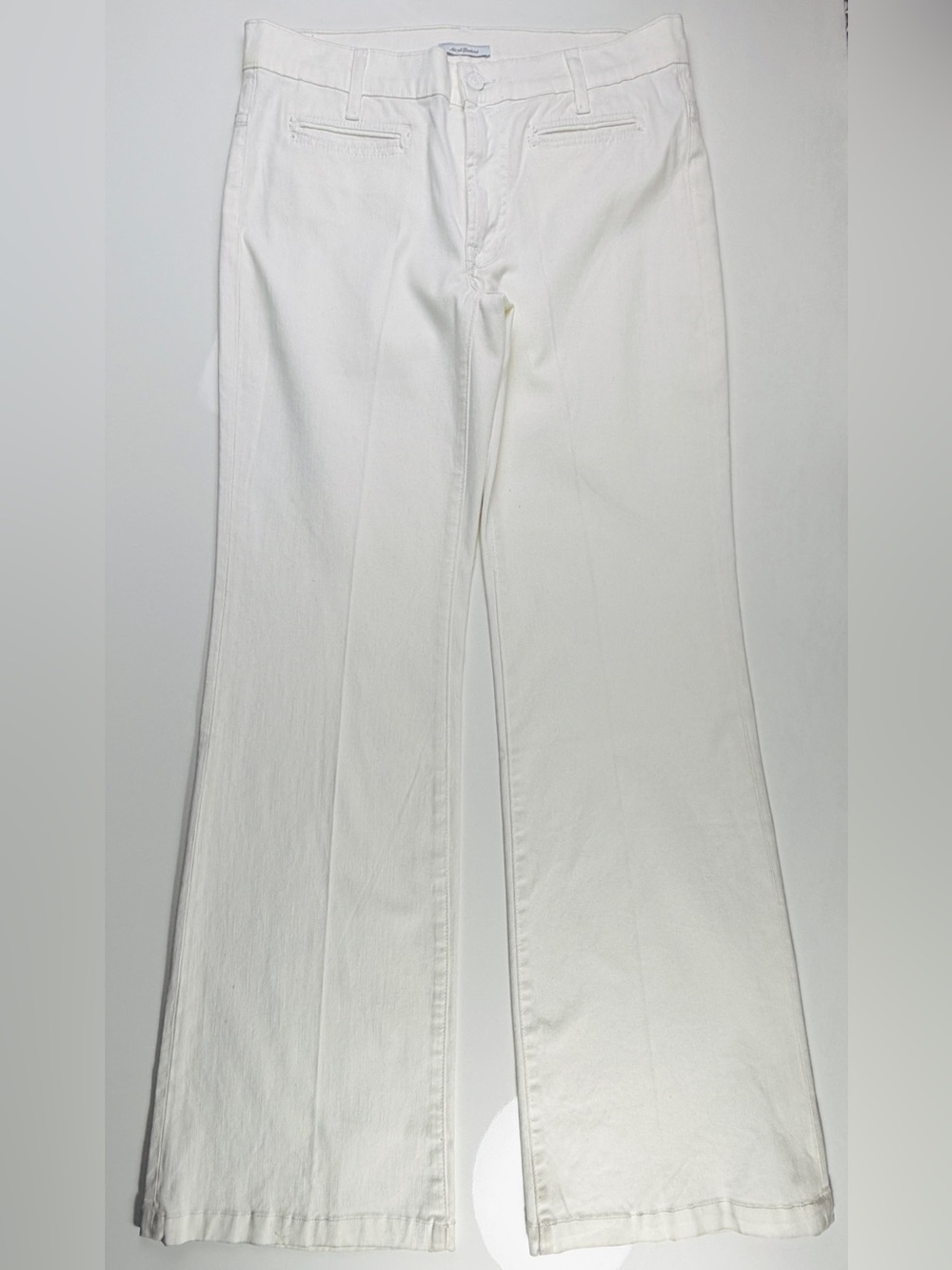 7 For All Mankind White Cotton Stretch Wide Leg Pants, Sz 31